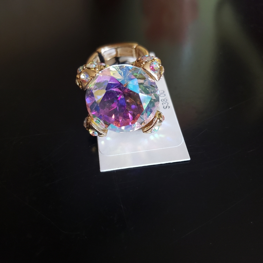 NWT Golden Rainbow Rhinestone Ring